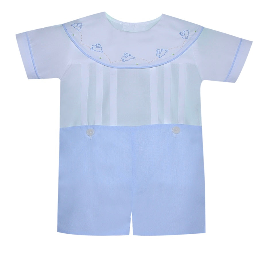 Blue Embroidered Bunny Shortall