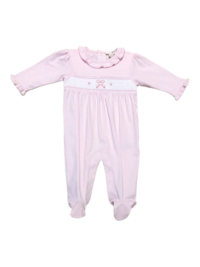 Pink Footie with Smocked Ballet Shoes