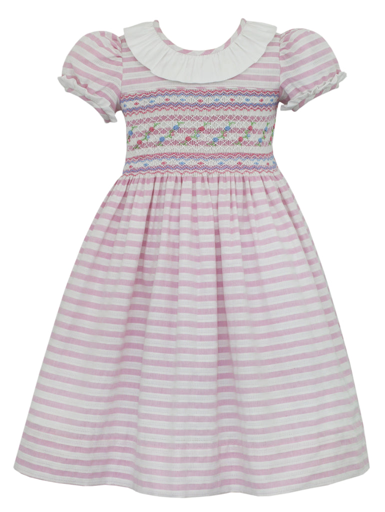 Audrey Pink & White Smocked Dress
