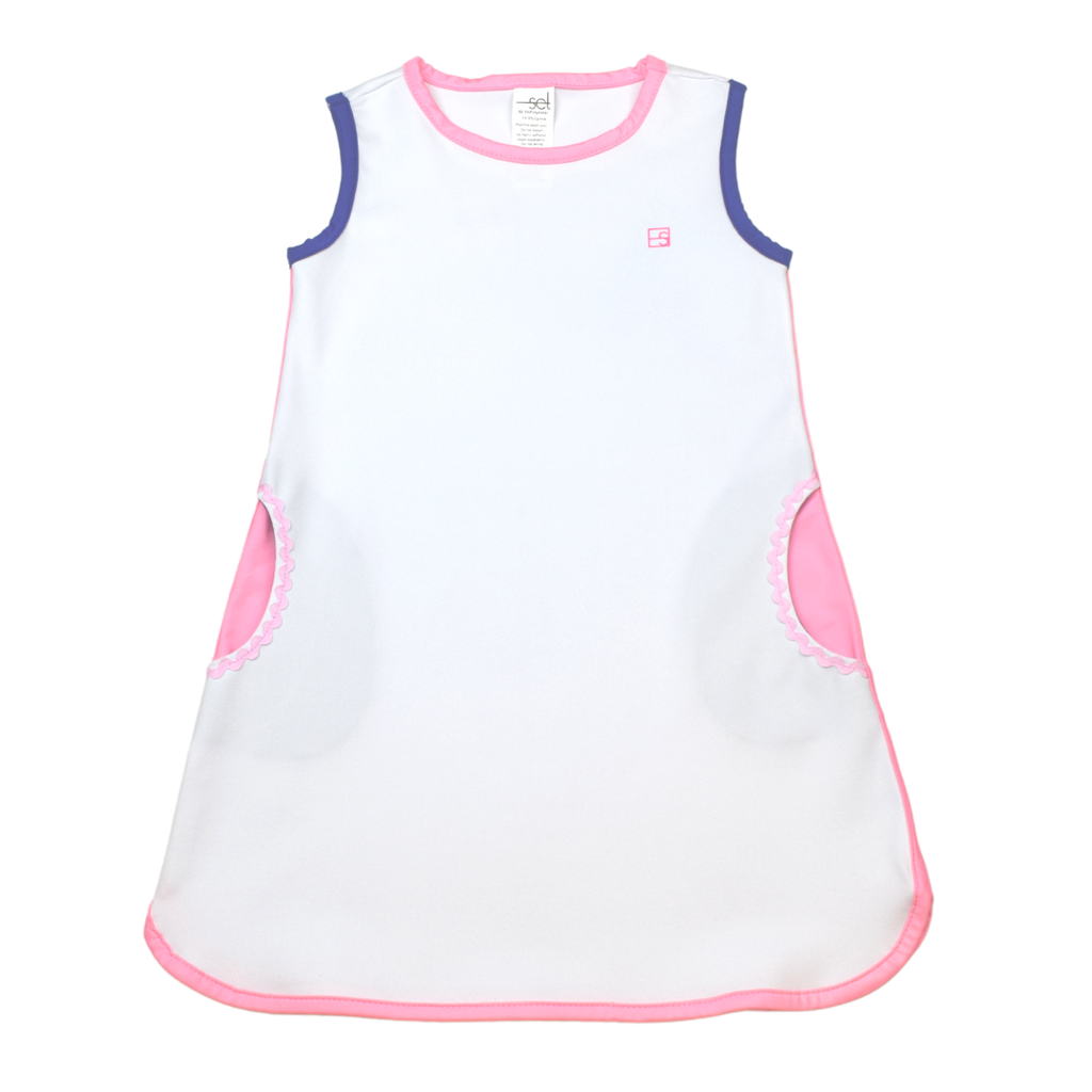 White w/ Pink & Royal Tinsley Tennis Dress