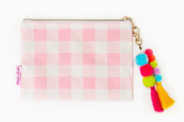 Pink Gingham Keychain Pouch